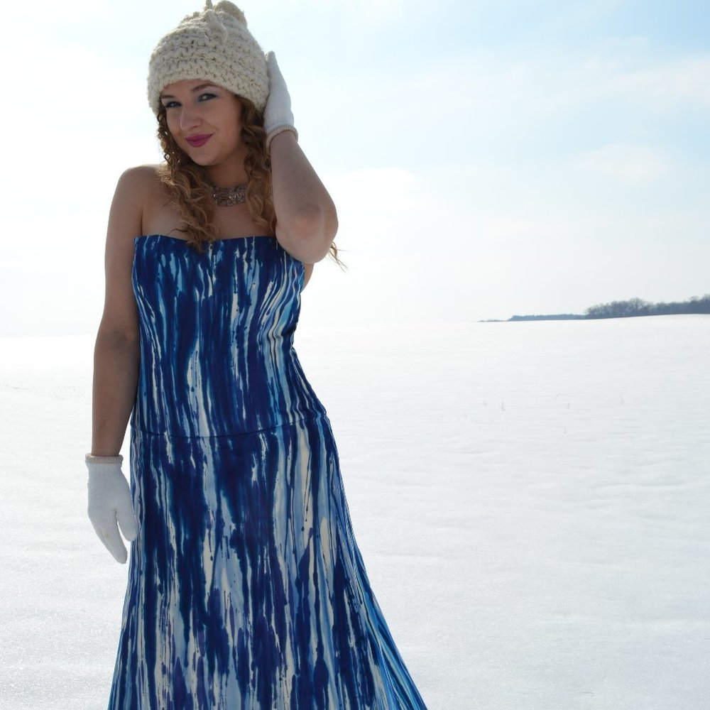 NEW silk Monique Lhuillier painted couture Wedding Dress white blue ivory tiedye - Picture 8 of 16